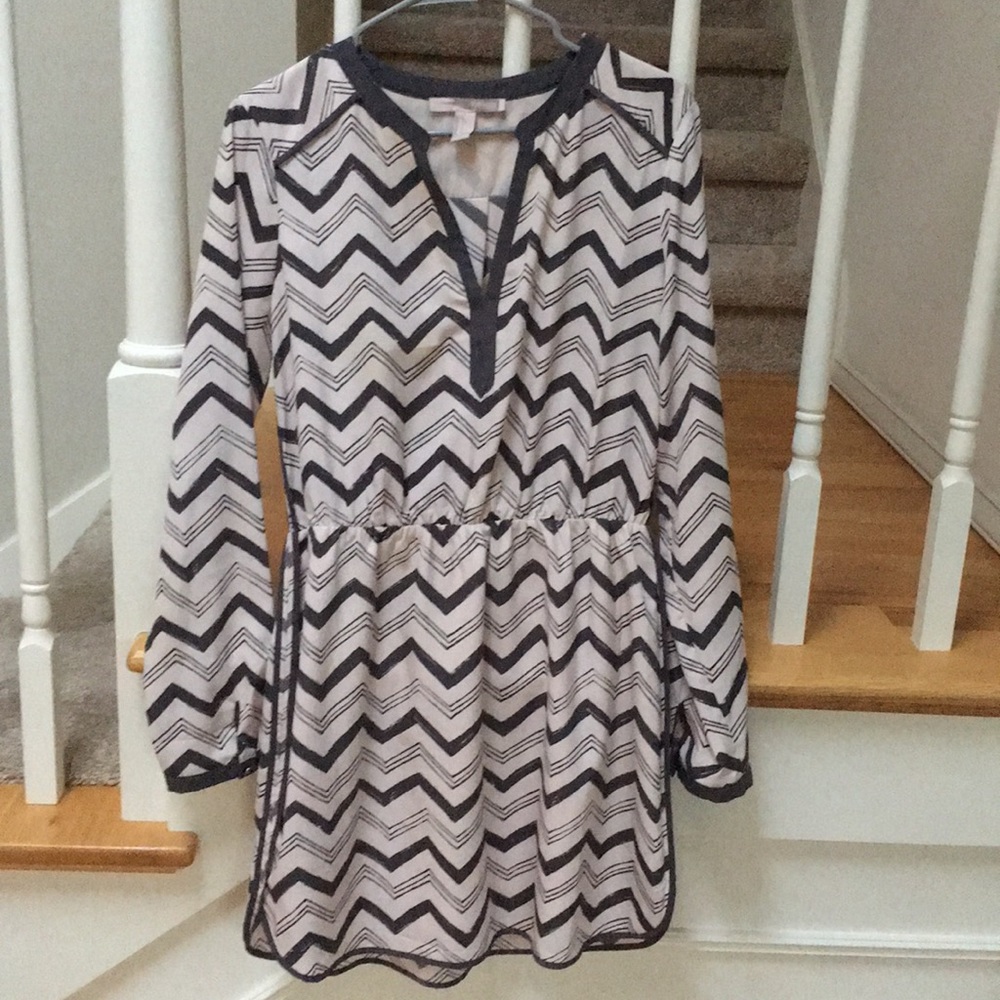 Pink and grey chevron dress